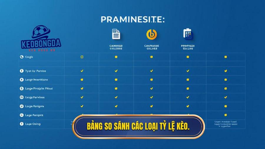 Bảng so sánh các loại tỷ lệ kèo.
